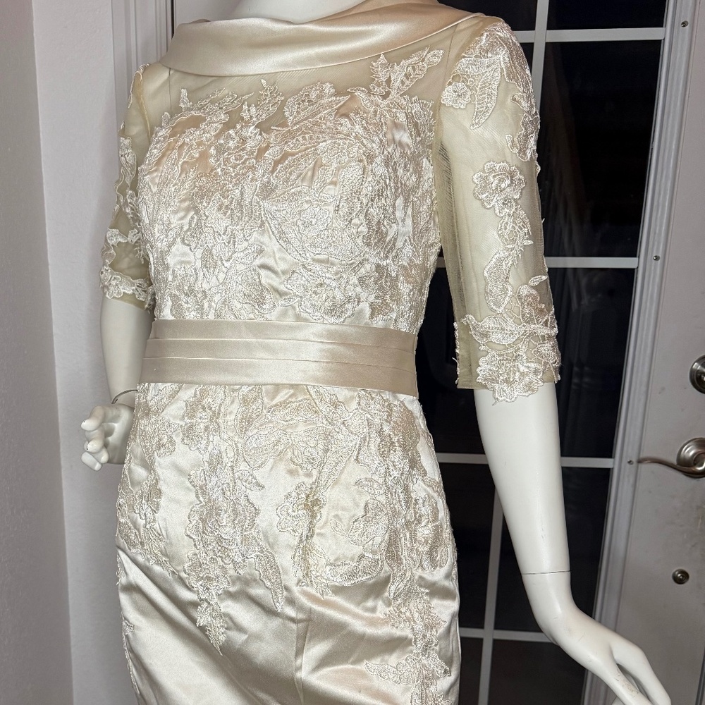 Lace and satin Champagne/cream colored dress